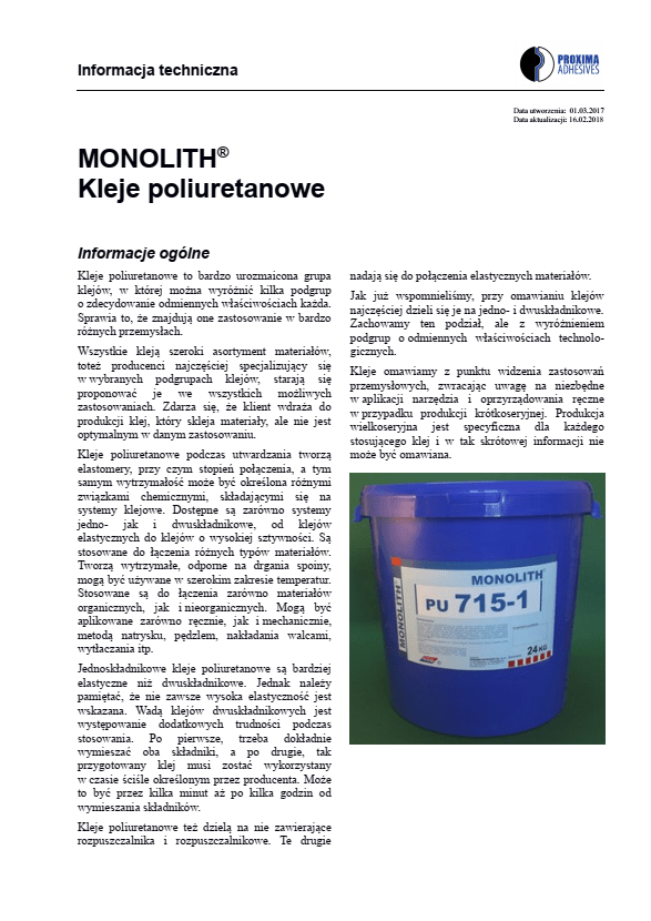 Monolith - Kleje poliuretanowe